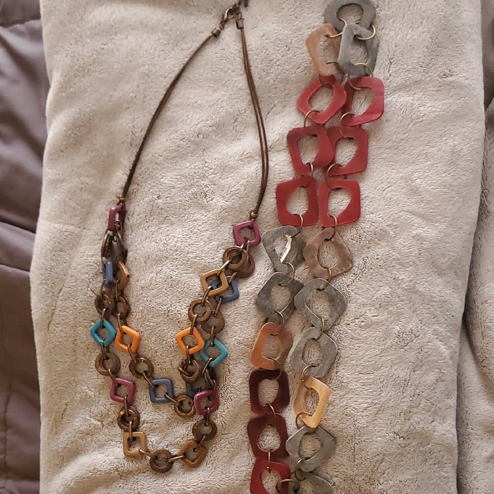 Multicolor Geometric Necklaces, qty 2